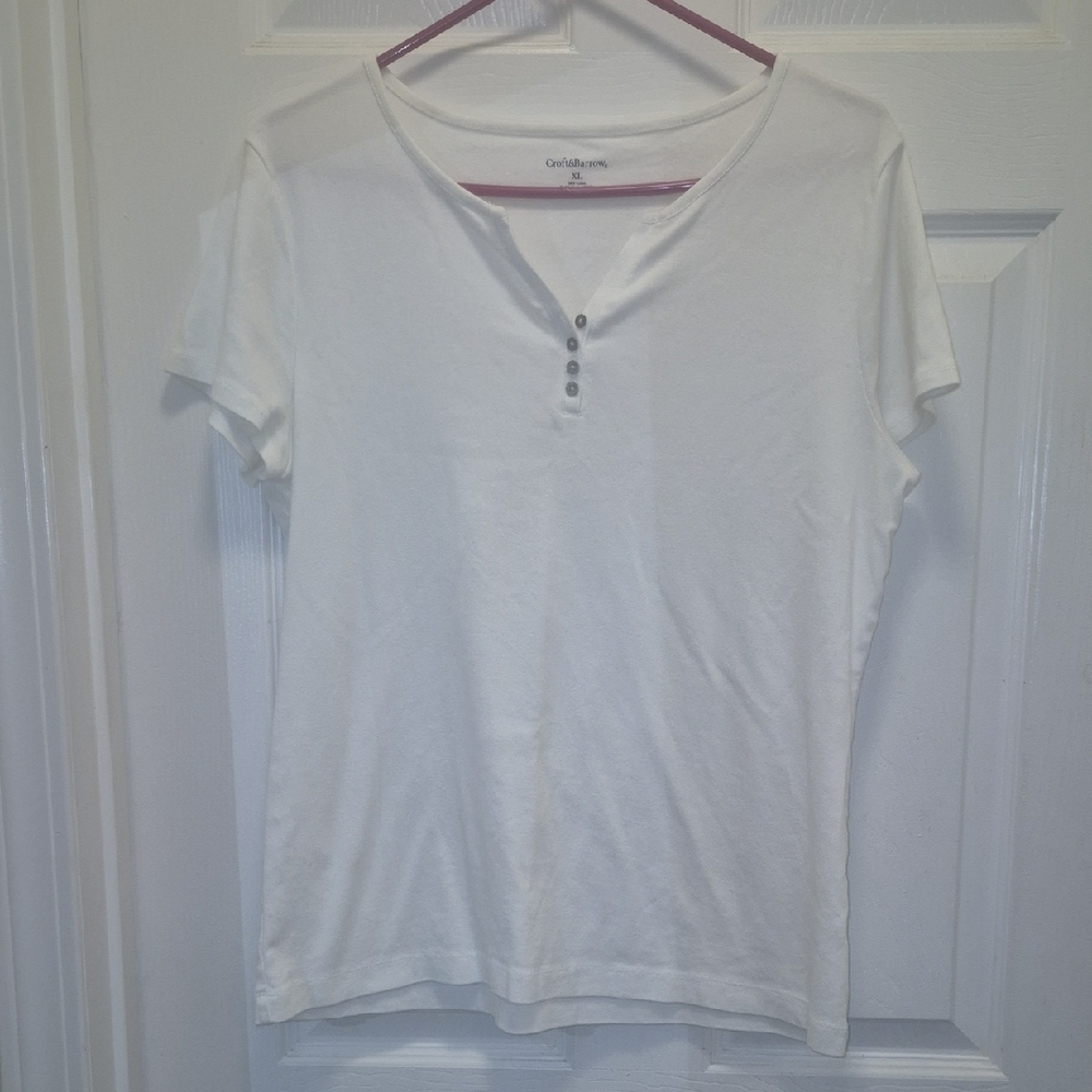 Croft & Barrow Women's White Short Sleeve Tee EUC